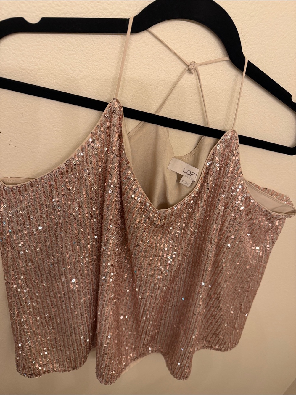 LOFT Rose Gold Sequin Camisole Top XL - Picture 5 of 7